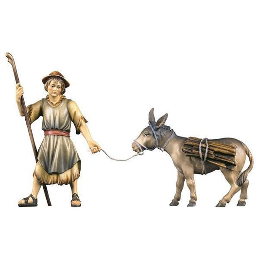 ULPE Wood Art - Pastore con asino in Legno per Presepe – Proporzionata per Figure Umane da 15 cm - Nazareno Bancone Gioielli
