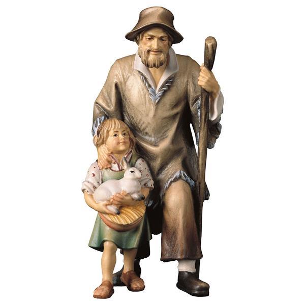 ULPE Wood Art - Pastore con bambina in Legno per Presepe – Proporzionata per Figure Umane da 15 cm - Nazareno Bancone Gioielli