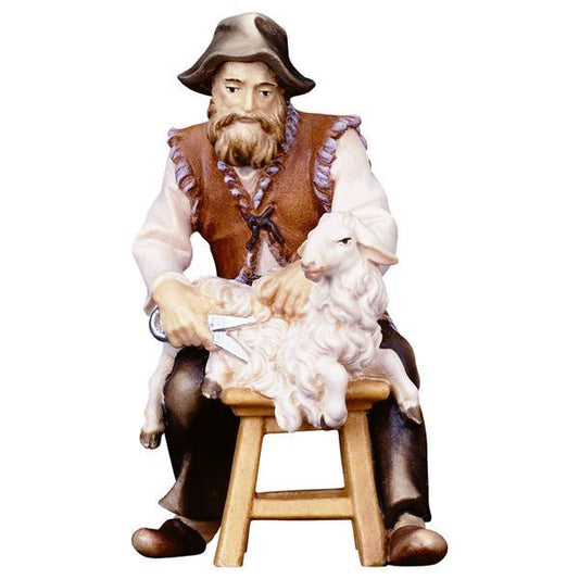 ULPE Wood Art - Pecoraio seduto in Legno per Presepe – Proporzionata per Figure Umane da 15 cm - Nazareno Bancone Gioielli